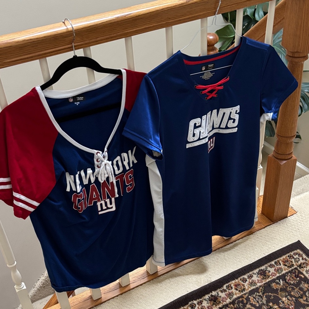 New York Giants Blue and Red Short Sleeve Tees